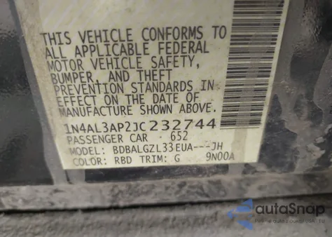 2018 Nissan Altima 2.5 S from USA, damaged, VIN 1N4AL3AP2JC232744